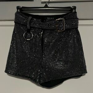 Akira black rhinestone shorts with belt size S
